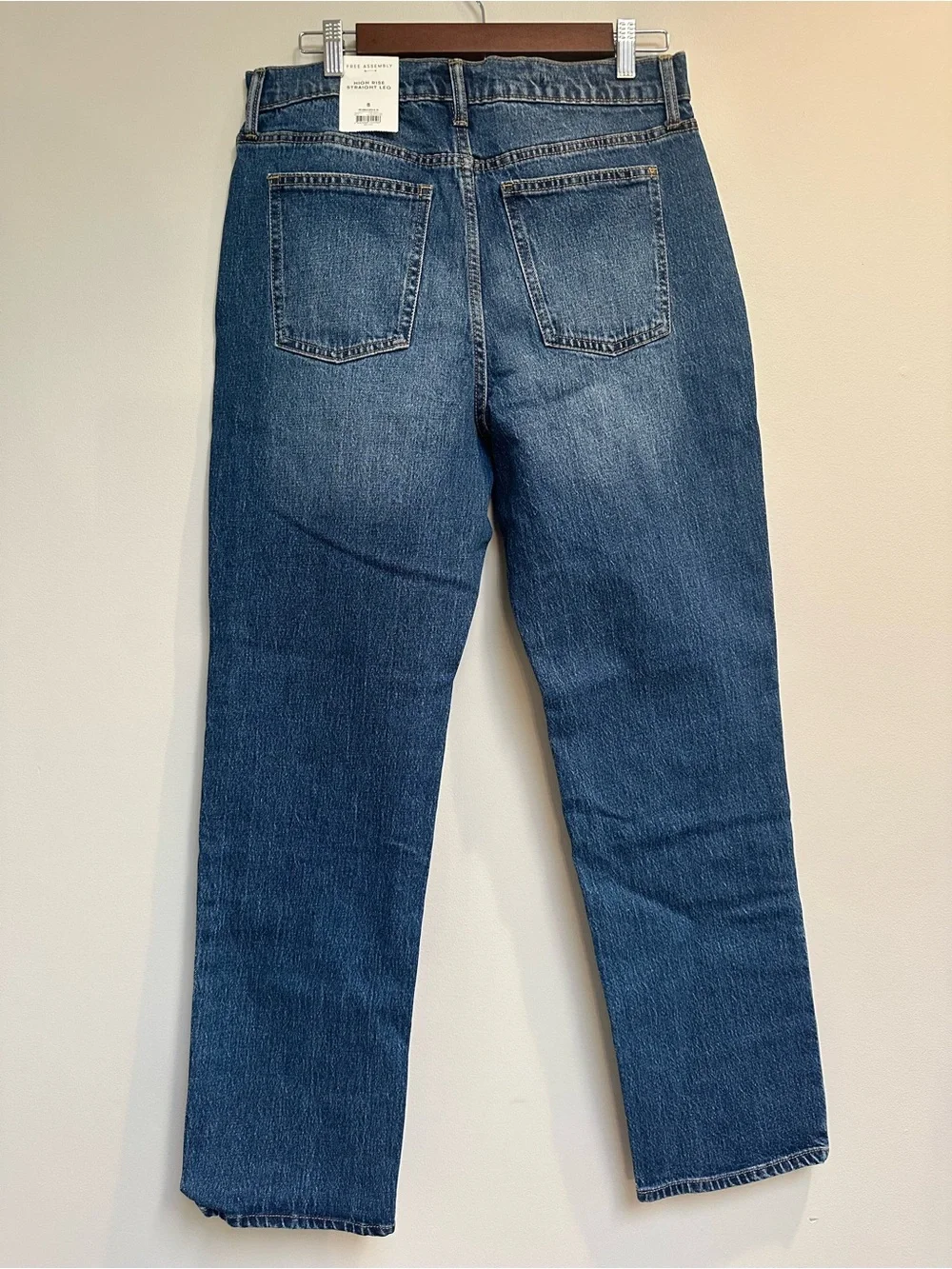 NWT Free Assembly High Rise Straight Leg Jeans 2 Pair Size 8 Dark/Indigo Wash